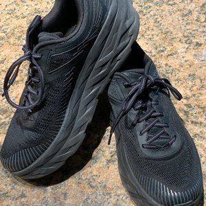 Women's Hoka One One  Bondi 7 Sz 10 Black Walking Running Shoe Great Condition